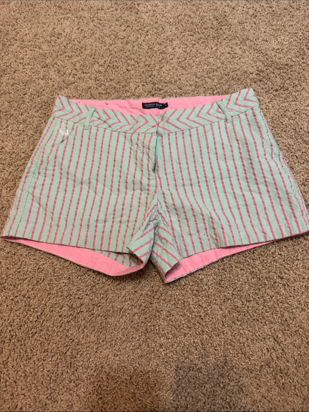 Southern Marsh Mint and Pink Striped Women's Bermuda Shorts